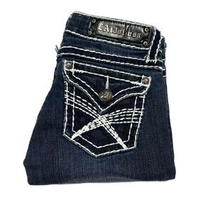 L.A. idol Women's Blue Jeans 0x32 / 0x34 Dark Wash‎ Jeans Flare 0484
